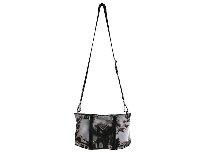Bolsa Prada Templi Temple Print Nylon e Couro Outono 2004