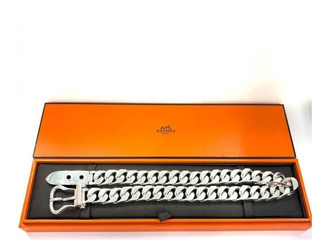 Hermès Hermes Boucles Sellier Halskette in Silver