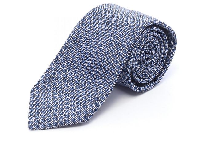 Hermès Gravata de seda Hermes em azul e azul marinho