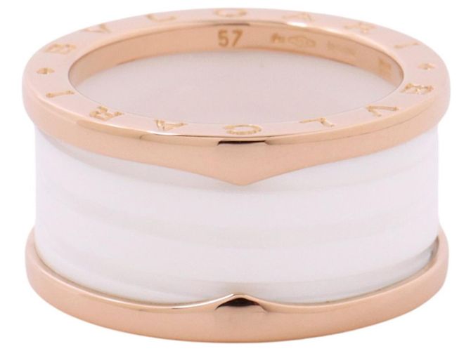 Bulgari Anello Bvlgari B.zero1 a 4 bande in ceramica e oro rosa
