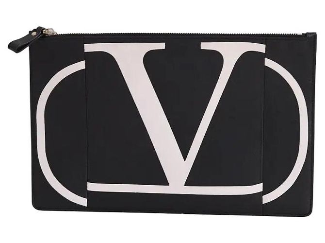 Valentino Black Leather Clutch Bag