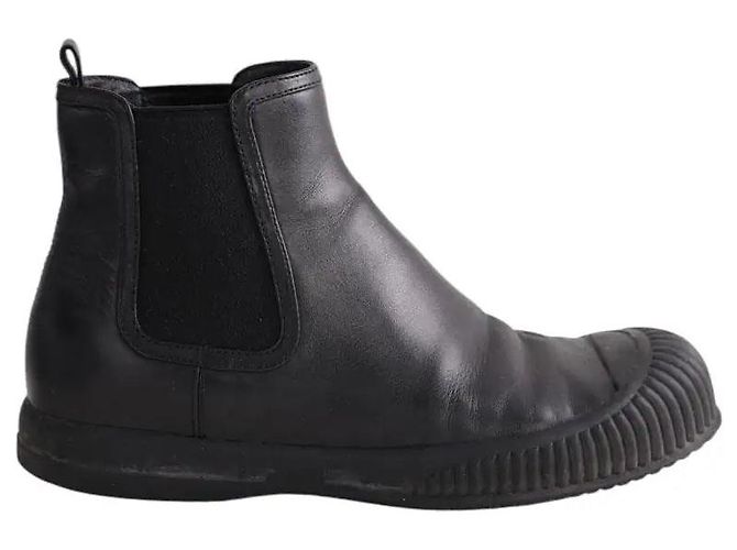 Prada Black Leather Ankle Boots