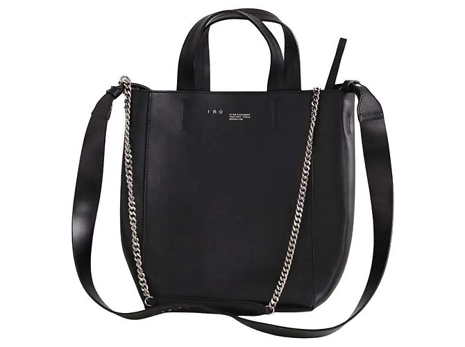 Bolsa de ombro Iro em couro preto