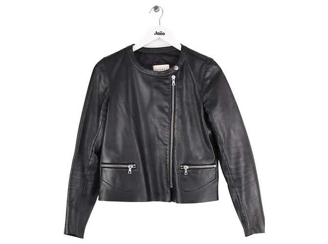 Sandro Lederjacke Schwarz