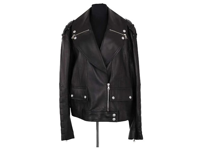 Balmain Black Leather Jacket XL