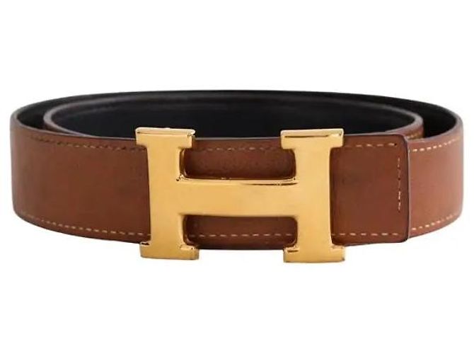 Cinturón Hermès de cuero marrón talla M