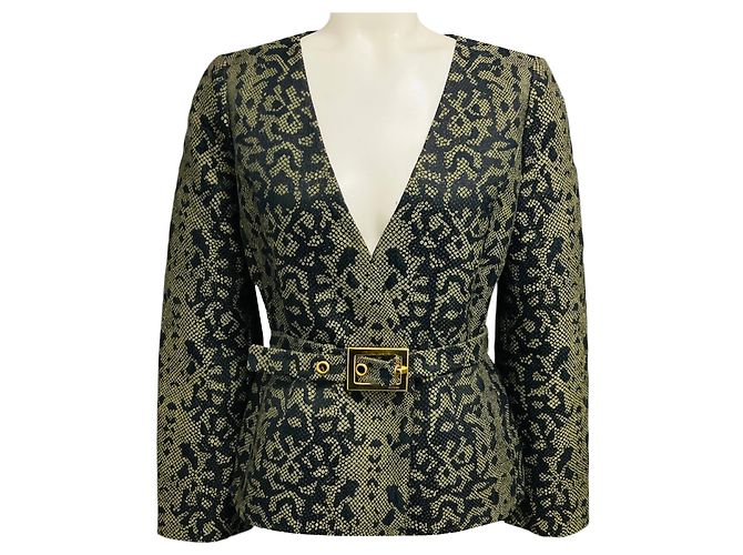 Gucci Olive Green / Black Runway Python Print Blazer Jacket with Belt
