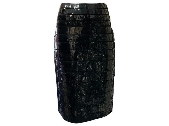 Gonna di paillettes nera Herve Leger