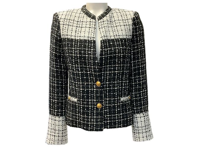Autre Marque Alice + Olivia Black / White Jaydn Combination Tweed Jacket