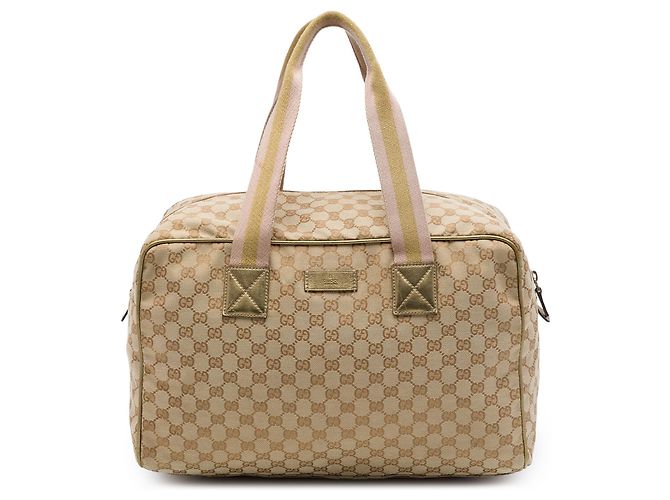 Borsa da viaggio Gucci GG Canvas Web beige