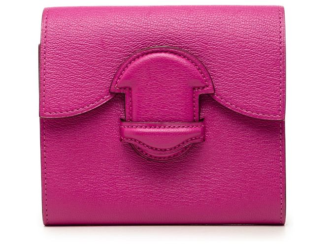 Cartera compacta Hermès Chevre Mysore 1938 Rosa Carteras pequeñas