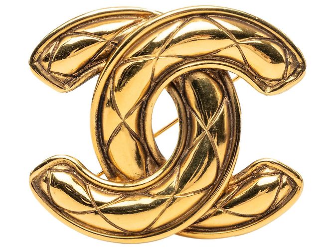 Spilla Matelassé Chanel CC Placcata Oro