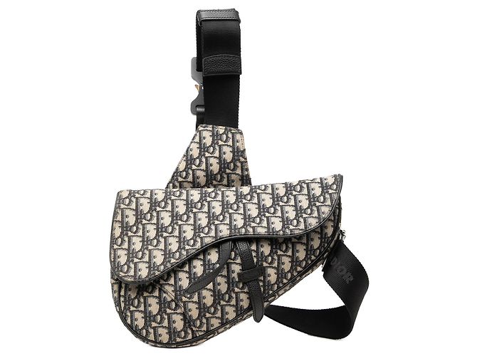 Borsa a tracolla Saddle in tela Dior Oblique blu