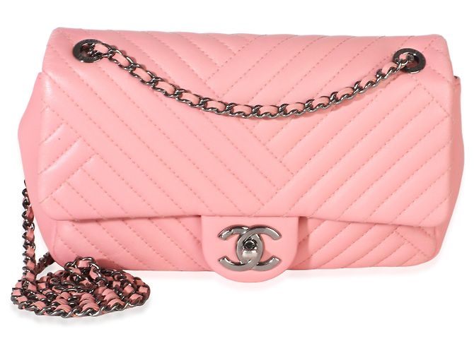 Gabrielle Chanel Pink Quilted Lambskin CC Crossing Mini Rectangular Flap Bag