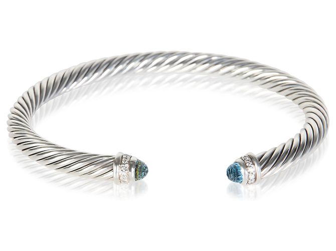 Bracciale Cable Classic David Yurman in argento sterling, topazio e diamante