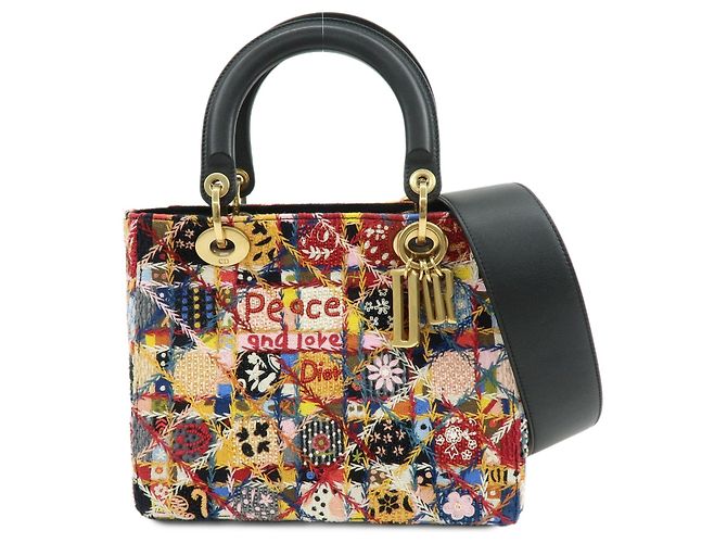 Christian Dior Lady Dior Embroidered Canvas Mini