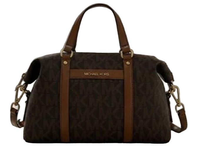 Michael Kors Borsa Bowling Monogramma Marrone