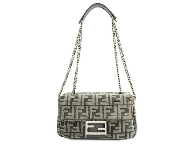 Borsa Fendi Chain Baguette Zucca Viscose Small