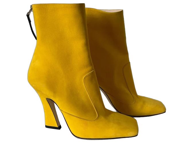 Fendi yellow suede ankle boots