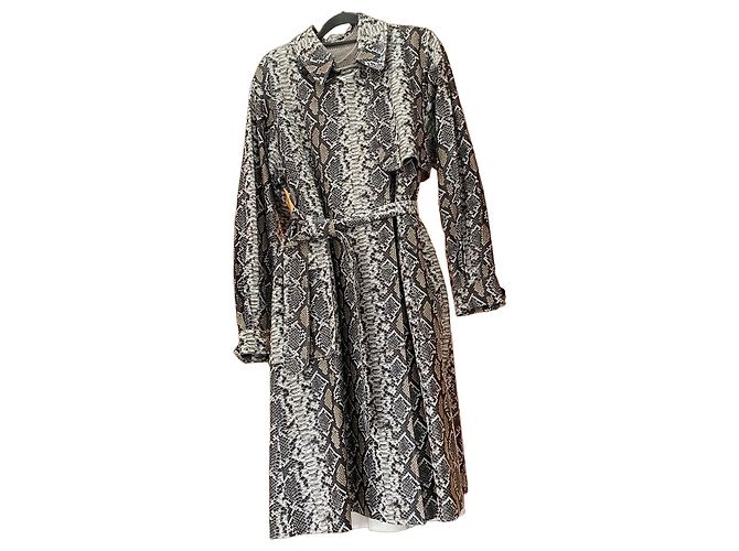 Autre Marque Utzon Leder-Trenchcoat Schlangenprint