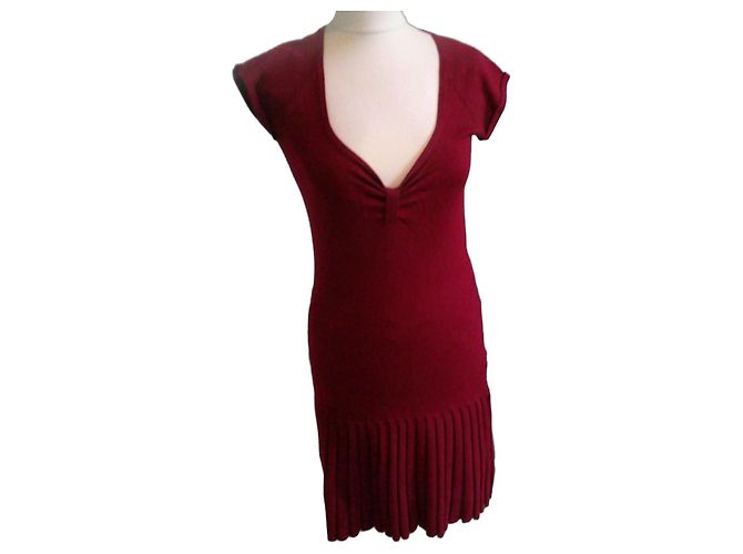 Autre Marque No Excuse vestido de punto burdeos con falda plisada