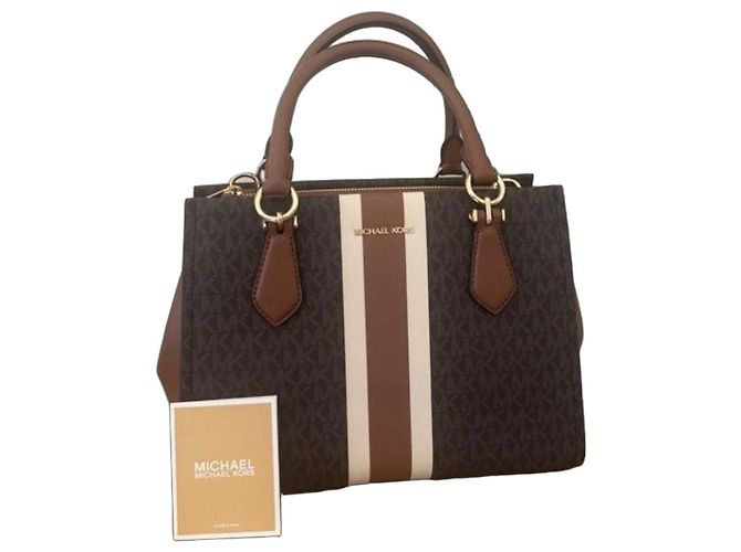 Sac à main Michael Kors monogramme marron et blanc