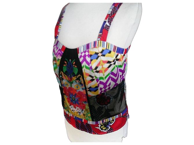 Leslie Amon Leslie Zephyr Patchwork-Bustier aus Seide, Multicolour