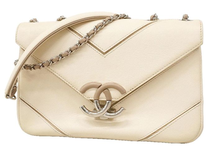 Bolso de hombro Chanel Beige y Blanco