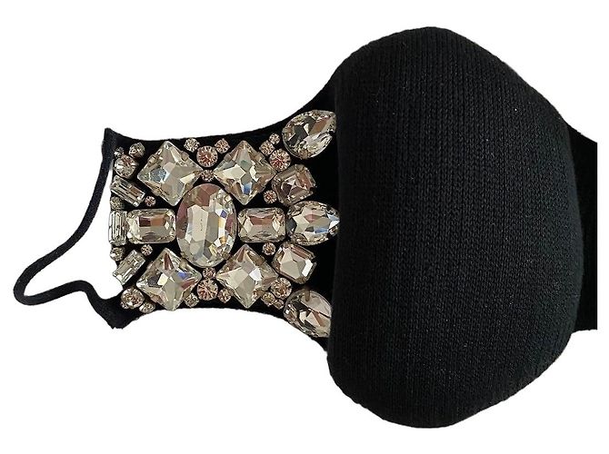 Mascherina Balmain nera con cristalli