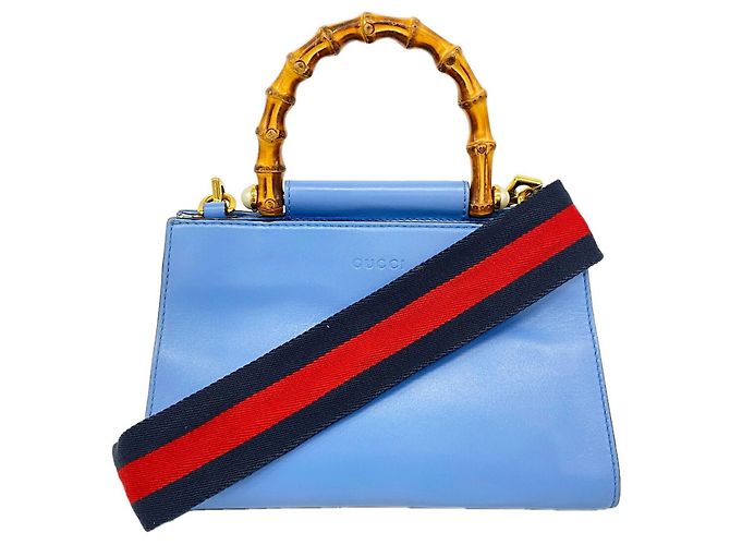 Borsa Gucci Bamboo in pelle azzurra