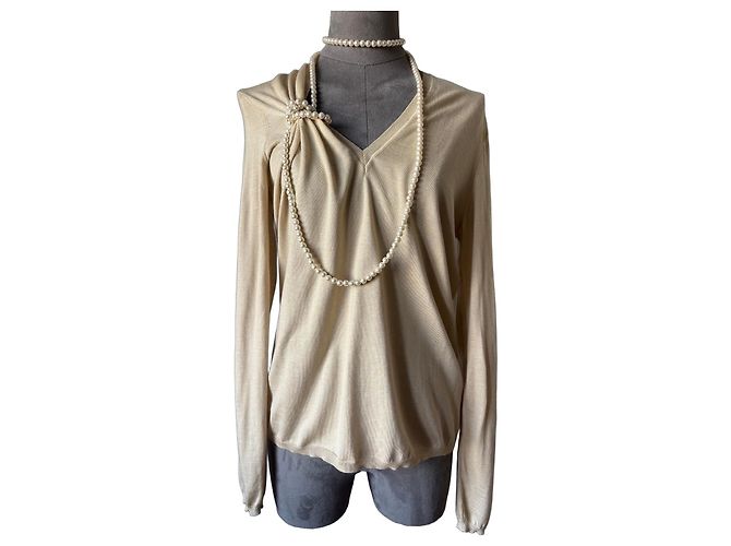 Christian Dior Camisola de Cashmere e Seda Bege