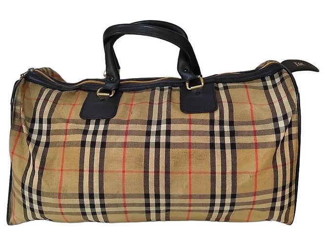 Burberry Borsa da Viaggio Nova Check in Tela e Pelle