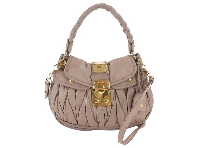Bolsa de Ombro 2-Way Miu Miu Matelassé em couro Coffer