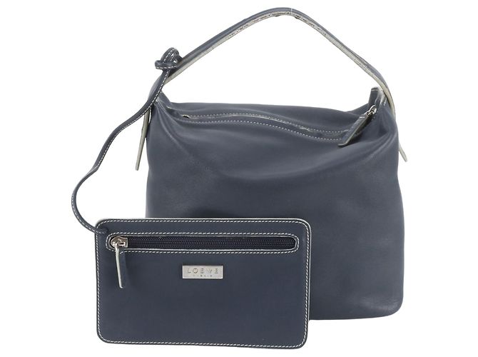 Borsa a mano in pelle blu navy Loewe