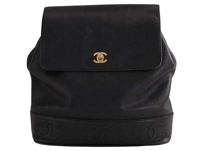 Sac à dos Chanel en cuir noir