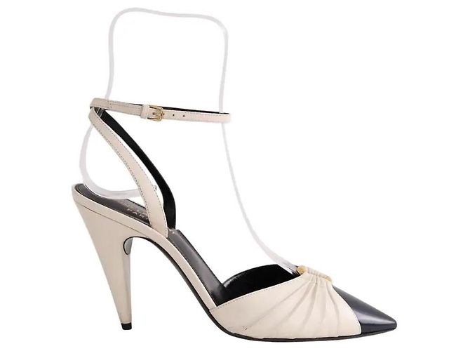 Autre Marque Saint Laurent Absatzschuhe aus Leder ecru
