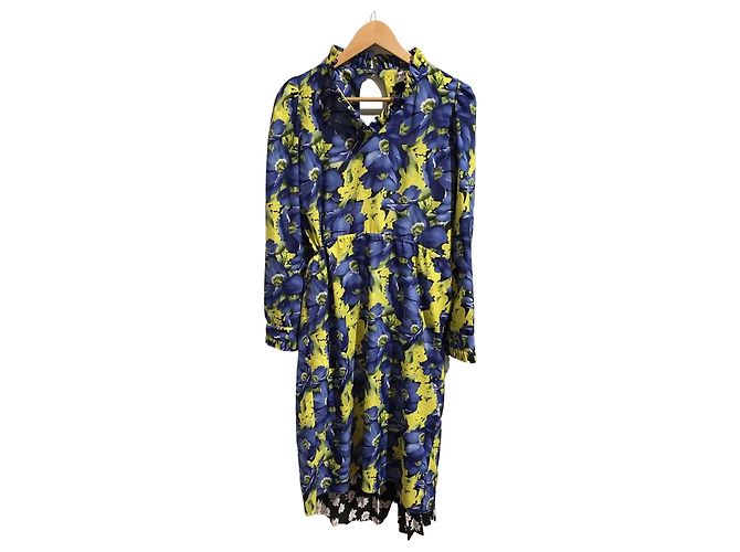 Balenciaga Kleid mit blau gelbem Blumenprint