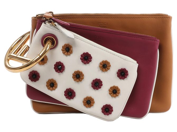 Bolsa de mão Fendi Triplet em couro x studs marrom 8BS001