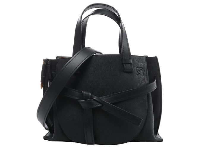 Loewe Gate Top Handle 2Way Handtasche aus Leder in Schwarz