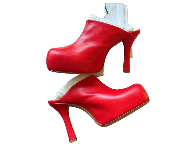 Bottega Veneta BV Bold Leder-Mules Rot
