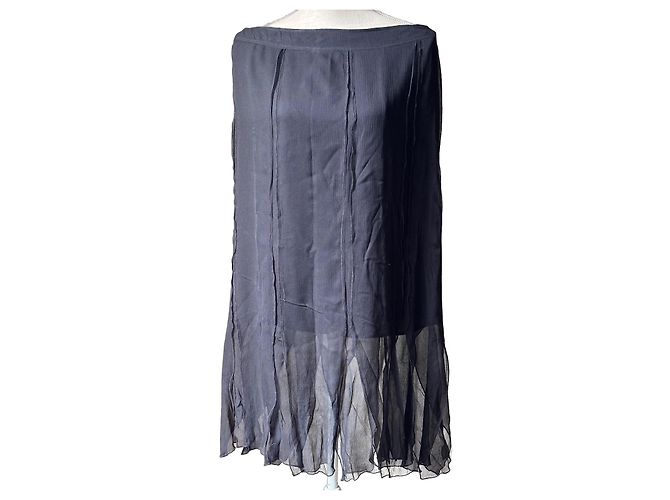 Krizia Saia longa em chiffon de seda preta