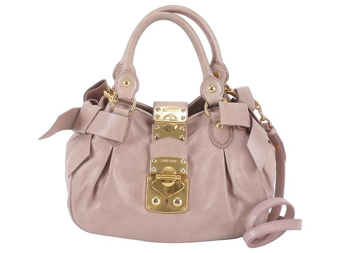 Sac 2-Way en cuir avec ruban latéral Miu Miu