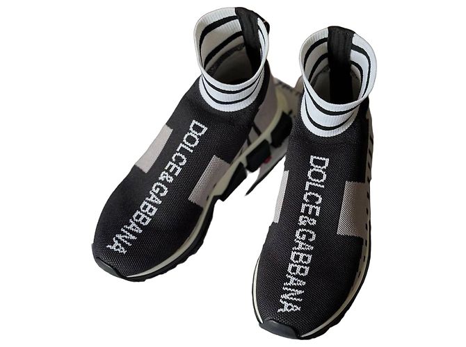 Dolce & Gabbana Sorrento Sock Sneaker Schwarz Grau EU 37