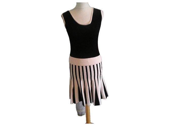 Autre Marque Abito in maglia a righe Wind - Nero e Beige