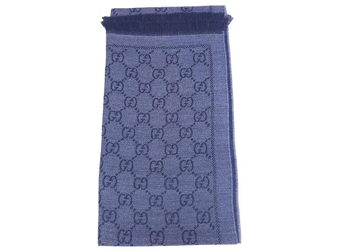 Sciarpa Gucci GG Supreme in lana blu navy