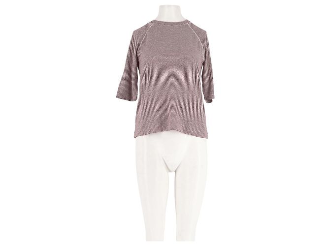 Autre Marque T-shirt ME + EM de algodão rosa com riscas finas