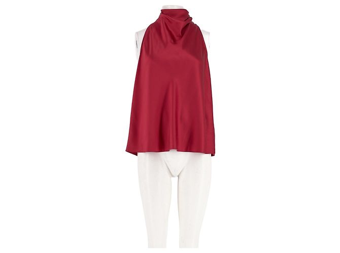 Autre Marque Top sem mangas de seda vermelho ME + EM com gola alta