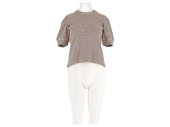Autre Marque Top ME + EM de algodón blanco con rayas y mangas abullonadas