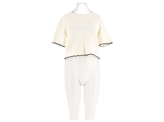 SéZane Weißes Crochet Crop Top