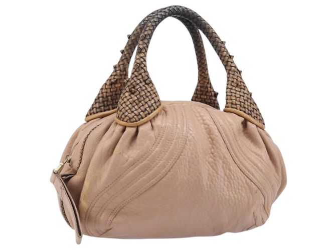 FENDI Spy Bag Bolsa de Mão Couro Rosa Tom Dourado 8BL078